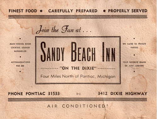 Sandy Beach Inn - OLD FLYER OR AD